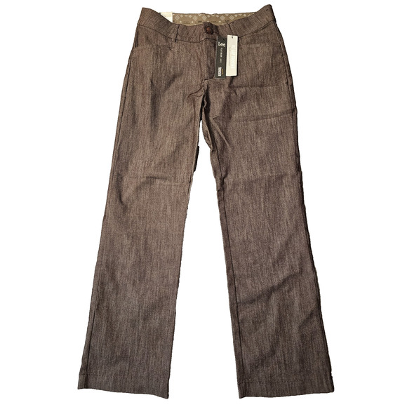 NWT Lee Platinum Label Womens Size 8 S No-Gap Trousers Stretch Deep Chocolate - Picture 1 of 8